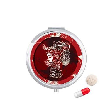 Imagem de Caixa de pílulas de flores Happy New Year da Primavera, caixa de armazenamento de remédios