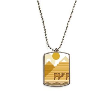 Imagem de DIYthinker Egito amarelo verde pirâmides de esfinge verde camelo corrente de aço inoxidável pingente de cachorro colar para animal de estimação