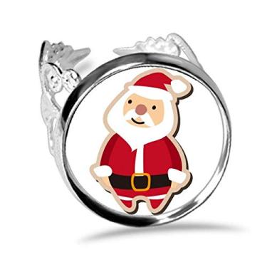 Imagem de DIYthinker Anel de Natal Papai Noel desenho animado festival anel ajustável amor casamento noivado