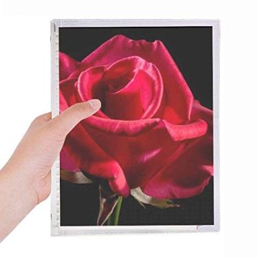 Imagem de Caderno de flores com rosas vermelhas escuras, diário de folhas soltas recarregável