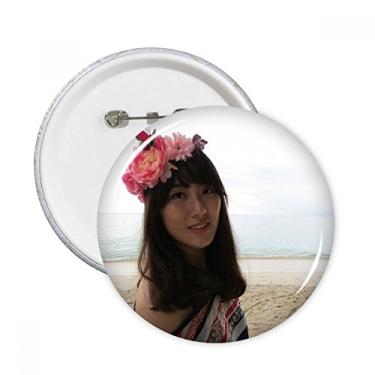 Imagem de Praia Wave Sea Ellie Yao Flowers Girl Broches redondos Decoração de roupas 5 peças Presente