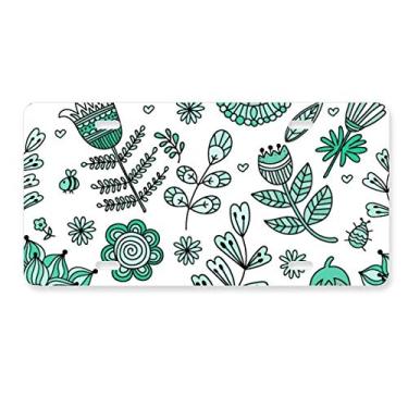 Imagem de DIYthinker Folhas verdes desenho plantas placa de licença decoração aço inoxidável automóvel etiqueta