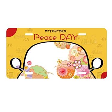 Imagem de DIYthinker Placa de licença geométrica com estampa Sakura para ventilador dobrável, decoração de carro, dia da paz