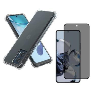 Imagem de Capa Capinha Anti Impacto + Película De Vidro Temperado Privacidade Compatível Com Motorola Moto G53 - (Hard Glass Store)