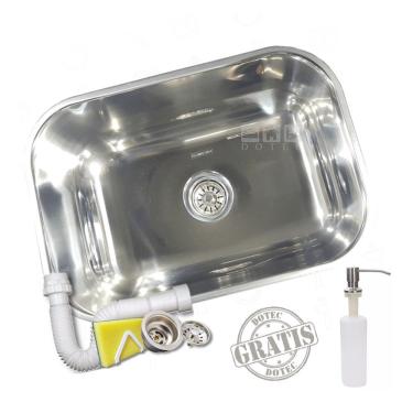 Imagem de Kit Cuba Polida Inox 304 N1 46x30x17cm Tecnocuba Com Dosador