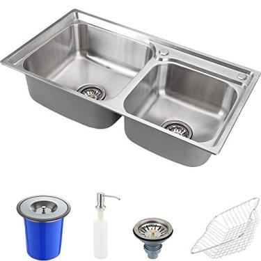 Imagem de Pingoo.Casa, Kit Cuba para Cozinha com Acessórios, Gourmet, Aço Inox, Lixeira, 5 Litros, Aço Inox 304, Ticunas, Prata