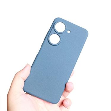 Imagem de QUIETIP Capa compatível com Asus Zenfone 9 e Zenfone 10 com protetor de tela, capa protetora à prova de choque macia fina de silicone fosco antiderrapante, azul