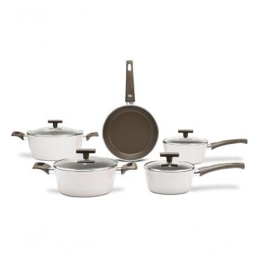 Imagem de Conjunto De Panelas 5 Peças Cerâmico Antiaderente Nata Linha Ceramic Life Organika Nata