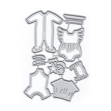 Imagem de DzIxY Lindas roupas de bebê moldes de corte de metal para fazer cartões, papel em relevo, corte, máquina de scrapbook, estêncis, bolsos de armazenamento, suprimentos