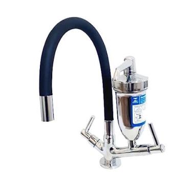 Imagem de Torneira Pia Cozinha Mesa Preta Filtro Prata Gourmet