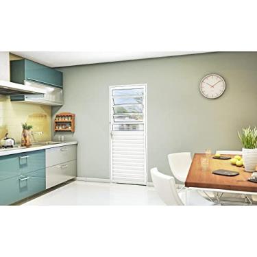 Imagem de Porta de Giro Esquerda Mista Basculante em Aço 215cmx85cm Riobras Branco