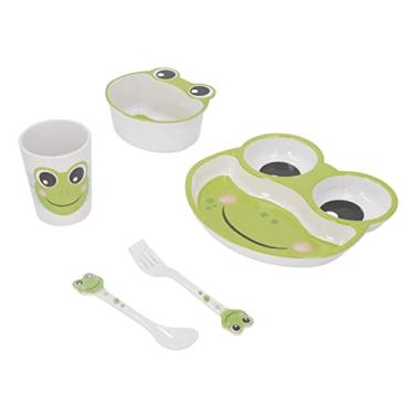 Imagem de Conjunto De Pratos Infantis OKJHFD, Conjunto De Louças Para Crianças, Seguro Para Máquina De Lavar Louça, Sem BPA, Evita Deslizamento, Desenho Animado, Prato De Jantar Para Bebês, Tigela Com Caneca, G