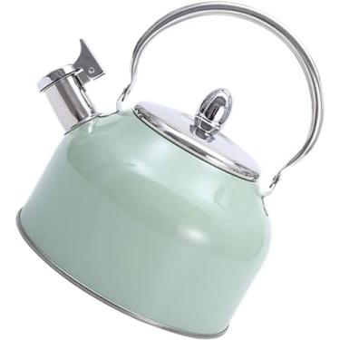 Imagem de Chaleira de assobio de 2,5 L, chaleira de aço inoxidável, chaleira de assobio, bule de indução, chaleira de chá, chaleira de assobio com alça - verde 2024