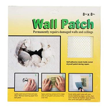 Imagem de Vomeko Patch de parede de fibra de vidro de 5 peças para fixação de cavidades de drywall e danos no teto Malha autoadesiva, compatível com placa de gesso e tinta resistente a rachaduras e encolhimento. (20 x 20 cm)