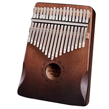 Imagem de Piano de polegar Kalimba de 17 teclas, Kalimba gradiente de mogno, xilofone portátil Mbira Sanza, piano de dedo para amantes de música, (18 cm x 13 cm) café gradiente
