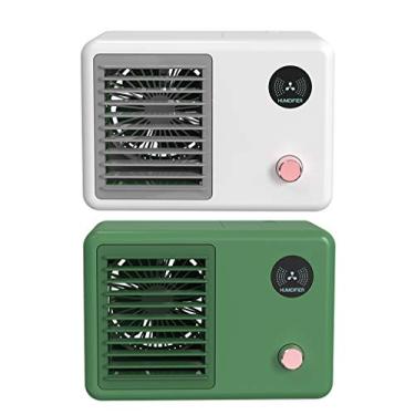 Imagem de ANXPTIME Ventiladores pequenos, ventiladores elétricos portáteis, ventilador de spray umidificador de ar de mesa ventilador de resfriamento pequeno resfriador de ar ventilador recarregável usb