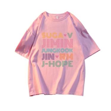 Imagem de Camiseta solta de algodão Suga vs Jimin Jungkook Jin RM J-Hope Merch para fãs de K-Pop, rosa, GG