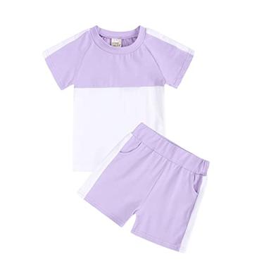 Imagem de Metaxas Conjunto de faixa de cabeça unissex para bebê, camiseta de verão, 2 peças, 2 peças, roupa de dormir, Roxa, 9-10 Anos