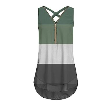 Imagem de Camiseta feminina costas nadador com estampa gráfica plus size, sem mangas, Y2K, blusa de verão, boho, colete formal, Verde, XXG