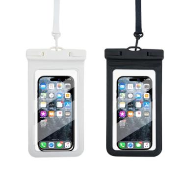 Imagem de HITWAY Bolsa de telefone impermeável flutuante, capa de telefone impermeável, PVC transparente, pacote com 2, protetor de telefone para iPhone 15 14 13 12 11 Pro Max Plus XS XR X 8 Galaxy S23 S22 S21