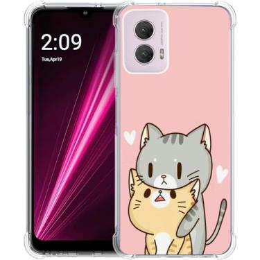 Imagem de Beaucov Capa para Moto G Power 5G 2024, gato verde gato amarelo proteção contra quedas capa à prova de choque TPU capa protetora de corpo inteiro resistente a arranhões para Motorola Moto G Power 5G