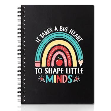 Imagem de QYUVK It Takes A Big Heart To Help Shape Little Minds capa dura 160 páginas cadernos espirais em branco, caderno de meninas gamer, presente de caderno de professores, presente de agradecimento para