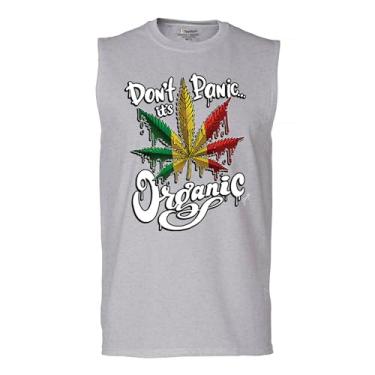 Imagem de Camiseta masculina Don't Panic It's Organic Muscle 420 Weed Pot Leaf Smoking Marijuana Legalize Cannabis Stoner Pothead, Cinza, P