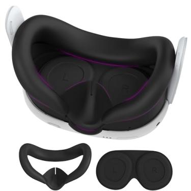 Imagem de AMZDM Capa de silicone para Meta Quest 3 Face Pad com protetores de lente, capas de silicone VR laváveis para Oculus Quest 3
