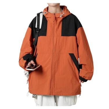 Imagem de Jaqueta masculina leve, corta-vento, cor sólida, capa de chuva, casaco de ciclismo com capuz ajustável, Cor 8, XXG
