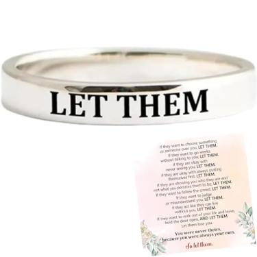 Imagem de DIOWUS Anel Let Them para mulheres, anel de motivação de autoestima, presente de incentivo à personalidade para irmãs da irmandade/melhores amigas, joia de presente de amizade empilhável com gravação