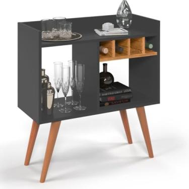 Imagem de Aparador Buffet Barzinho Cantinho do Café Rubi Com Adega Pés Palito Escritório Hall de Entrada (Cinza/Nature)