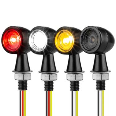 Imagem de HAZAWA Mini Bullet LED seta para motocicleta, mini pisca-pisca, indicador dianteiro traseiro pequeno compatível com Harley Davidson Honda Triumph Cruiser Choppers Street Bike (Smoke-4 peças)
