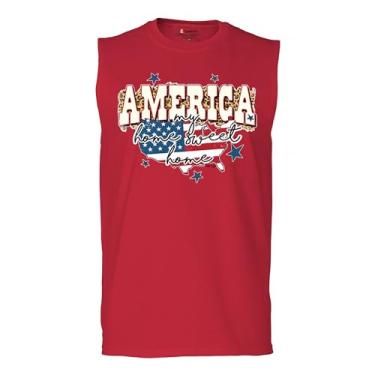 Imagem de Camiseta masculina America My Home Sweet Home Muscle 4th of July Stars and Stripes Pride American Dream Patriotic USA Flag, Vermelho, G