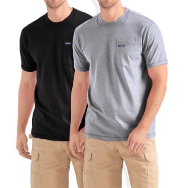 Imagem de Wrangler Camiseta grande e alta - pacote com 2 camisetas de algodão de manga curta com bolso no peito, multicor, 2X Tall