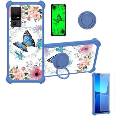 Imagem de jioeuinly TCL 40 NXTPAPER 5G Capa compatível com TCL 40 NXTPAPER 5G Capa de telefone [com protetor de tela de vidro temperado][suporte de anel] [efeito luminoso] YGL-LHD