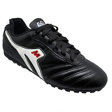 Imagem de Chuteira Society Couro Mathaus Azzurra Masculina - Preto e Branco - 44