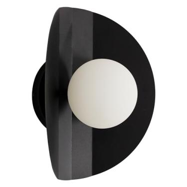 Imagem de Arandela Luminária De Parede Cacau Globo Vidro Lavabo Preto