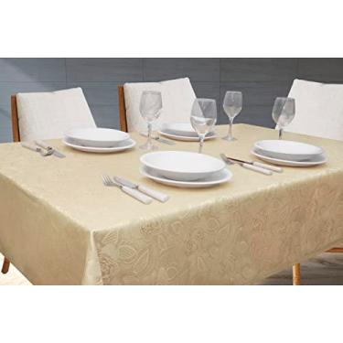 Imagem de Toalha Para Mesa Com 6L Lugares Retangular 2,00m Tecido Em Jacquard Para Sala Jantar | Admirare (6L Lugares, Champagne)
