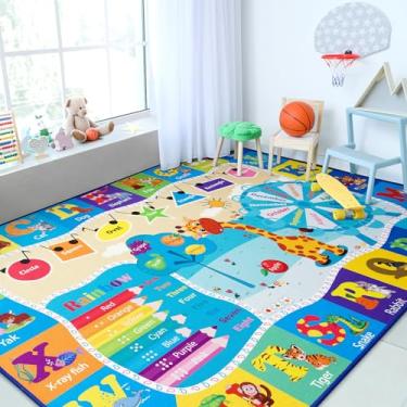 Imagem de Chicrug Tapete Educativo Infantil 1,2 x 1,8 m TPR Antiderrapante para Sala de Jogos e Aula, Aprender ABC, Animais, Formas, Cores, Frutas, Lavável, Multicolorido