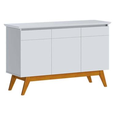 Imagem de Aparador Para Sala Buffet Classic 3 Portas Branco Acetinado - Imcal