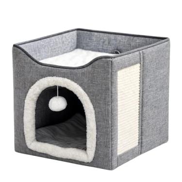 Imagem de Casinha Para Gatos 2 Andares Dobrável Com Arranhador Premium