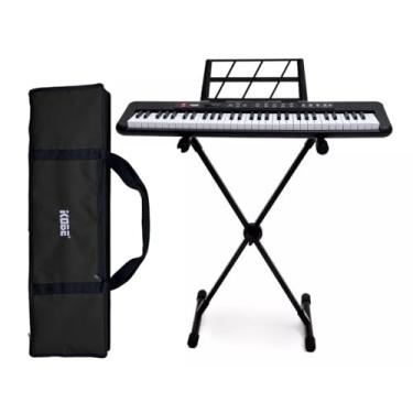 Imagem de Kit Teclado Musical Kobe KB-150 BK Preto 5/8 61 Teclas Completo Preto