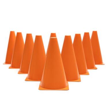 Imagem de 10 Cones Demarcatórios P/treinamento Ginastica Fisioterapia (Laranja, G)