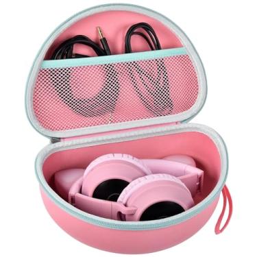 Imagem de Capa de fone de ouvido para Riwbox CT-7 rosa/para Jack CT-7S Cat Green 3,5 mm/para iClever IC-HS01/para Mpow BH297B com fio/para fones de ouvido Picun Bluetooth sem fio supra-auriculares para crianças-caixa apenas rosa