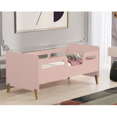 Imagem de Mini Cama Infantil Cecília Com Grade Proteção Montessoriana Pés de Mad