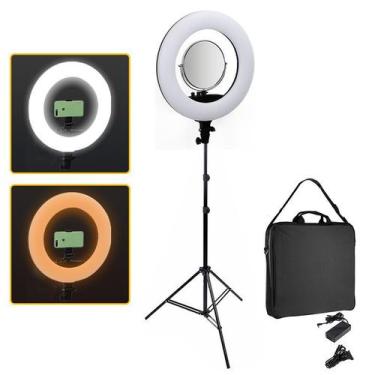Imagem de Ring Light Lumi Iluminador LED + Tripé + Espelho e Suporte - LF-R480 -