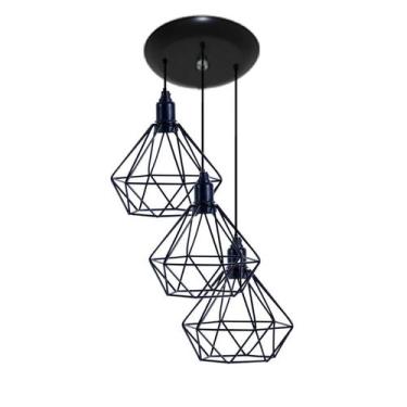 Imagem de Luminaria Pendente Aramado retrô 03 Juntos Na Mesma Canopla - Mesa de 