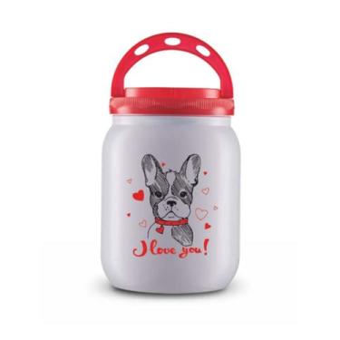 Imagem de Pote de Ração 1700ml Branco Vermelho Dog Love Cachorro Filhote - Bande