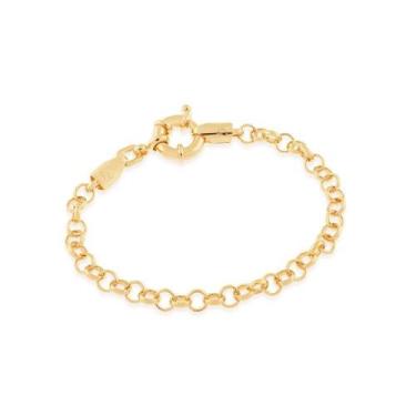 Imagem de Pulseira banhado ouro 3x 24k 18k e 22k feminina grossa elo portugues r