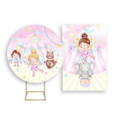 Imagem de Painel De Festa Redondo 1,50x1,50 + Painel Vertical 1,50x2,20 - Circo 
